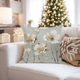 thumbnail image 4 of Ethan Taylor Floral Throw Pillow Soft Cushion Cover 'Flowers I Flowers Modern' Classic Pattern Decorative Square Accent Pillow Case, 16x16 Inches, Gray, Beige, 4 of 5