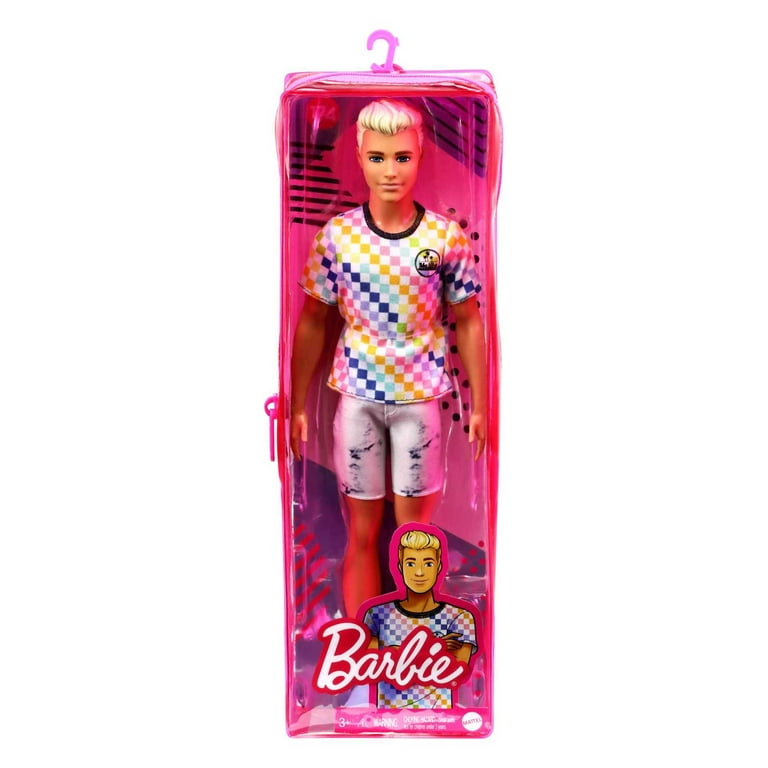 Barbie Ken Fashionistas Doll 174 with Surf Inspired Checkered Shirt Sculpted Blond Hair Walmart