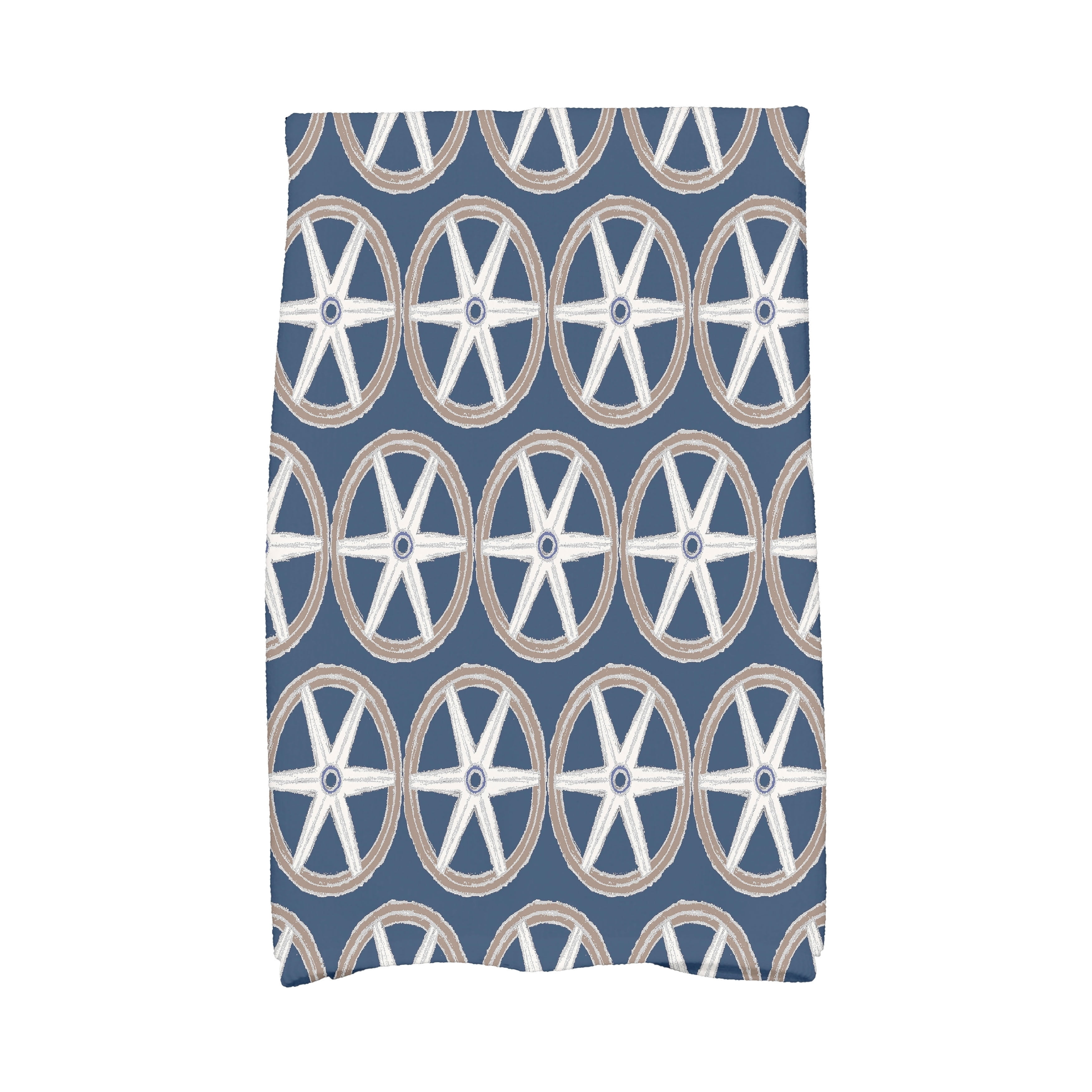 Simply Daisy, 16 x 25 Inch, Nautical Geo Lines, Geometric Print Kitchen Towel, Blue