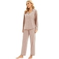 thumbnail image 5 of GEX 100% Cotton Pajamas for Women PJ Set Soft Button-Down 2 Piece Set Knitted Long Sleeve Sleepwear Loungewear Nude XS, 5 of 7