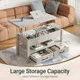 thumbnail image 3 of Greenstell Lift Top Coffee Table with Storage, Multi-Function Dining Table, 41"Wide, Gray, 3 of 7