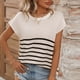 thumbnail image 1 of Fiudx Ropa de Mujer Top de Mujer con Cuello Redondo y Manga Raglán a Rayas, 1 of 6