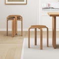 thumbnail image 2 of Songqin Stackable Bentwood Stools Set of 4, 18-Inch Height Backless Counter Chairs with Round Top, Anti-Slip Felt Pad, Portable School Stool for Dining Room, Kitchen, Classroom (Walnut), 2 of 18