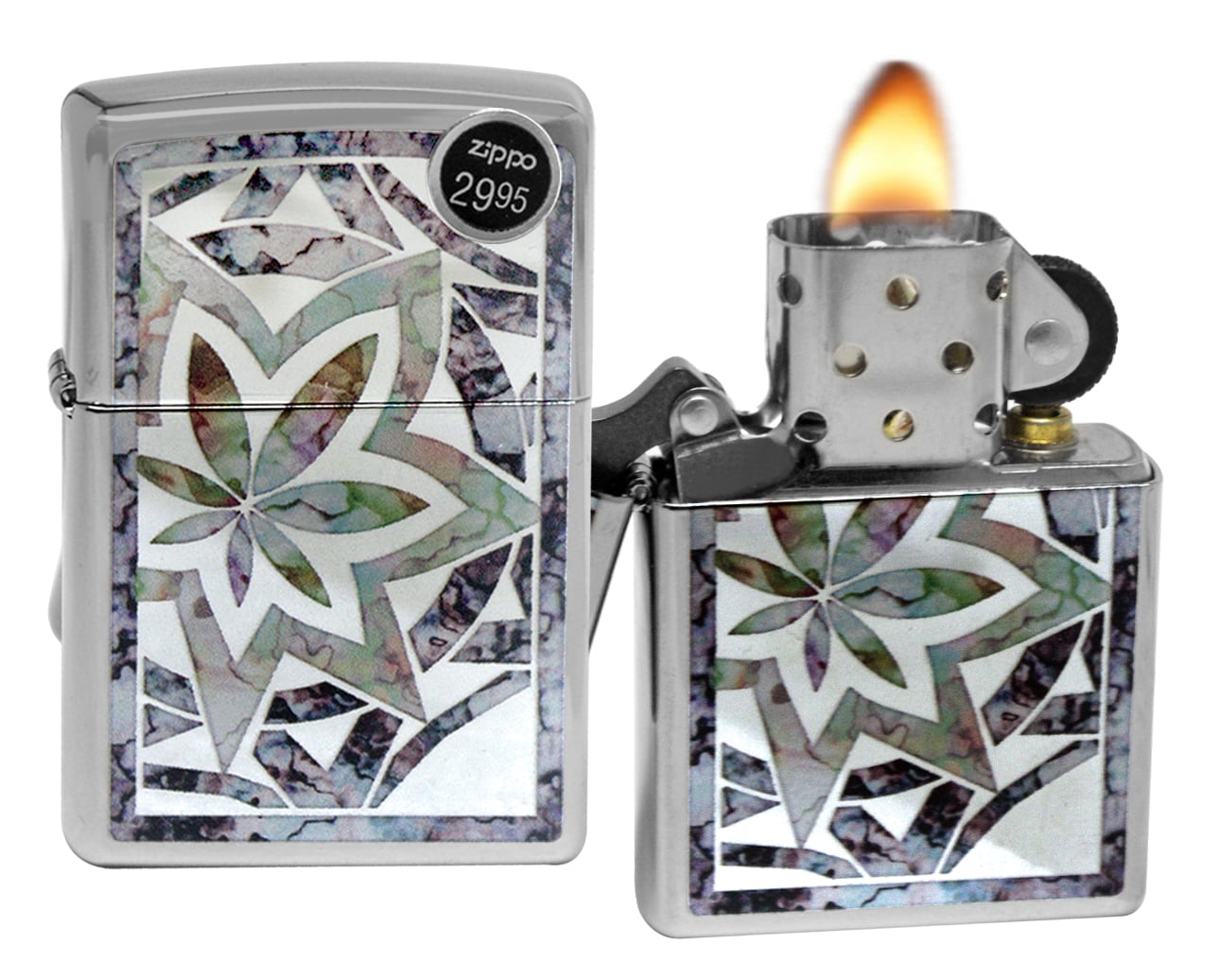 Zippo 29727 Fusion Leaf Marijuana High Polish Chrome Finish Windproof