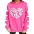 thumbnail image 5 of Avrnliq Womens Valentine Sweatshirt Hot Pink Heart Print Oversized Cozy Long Sleeve Cute Valentine's Day Gift for Her Girlfriend Casual Romantic Top,Size XL, 5 of 8