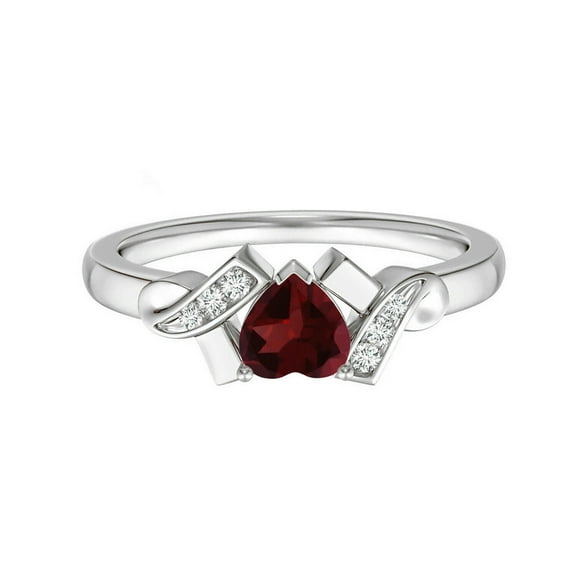 Heart 6 MM Red Garnet 0.80 Ctw Gemstone 925 Sterling Silver January Birthstone Ring Women's Engagement Ring