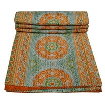 100% Pure Cotton Indian Handmade, Floral Print Kantha, Queen Size Kantha Quilt ,Blanket Throw, California Bedspread Cover, King Size Quilt