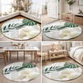 thumbnail image 4 of Round Rugs 6Ft, Boho Tropical Palm Leaves Round Area Rug Washable Indoor Throw Carpet, Summer Ginkgo Leaf Modern Soft Non Slip Circle Rug for Office Cabinet Home Decor Aesthetic, 4 of 8