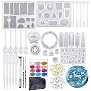 iMeshbean 84PCS Resin Casting Silicone Molds Epoxy Spoon Kit Jewelry Resin Making Pendant Craft DIY Tool with Storage Bag