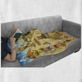 thumbnail image 6 of Cartoon Soft Flannel Fleece Blanket, Historical Egypt Characters with Pyramids Cleopatra King Mummy Child Design Image, Cozy Plush for Indoor and Outdoor Use, 60" x 80", Multicolor, by Ambesonne, 6 of 6
