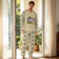 thumbnail image 3 of EANJE Men's Halloween 2 Piece Pajama Set Funny Mummy Cartoon Print Casual Long Sleeve Top & Long Pant Holiday Gift Soft Daily Sleepwear Suit Beige M, 3 of 5