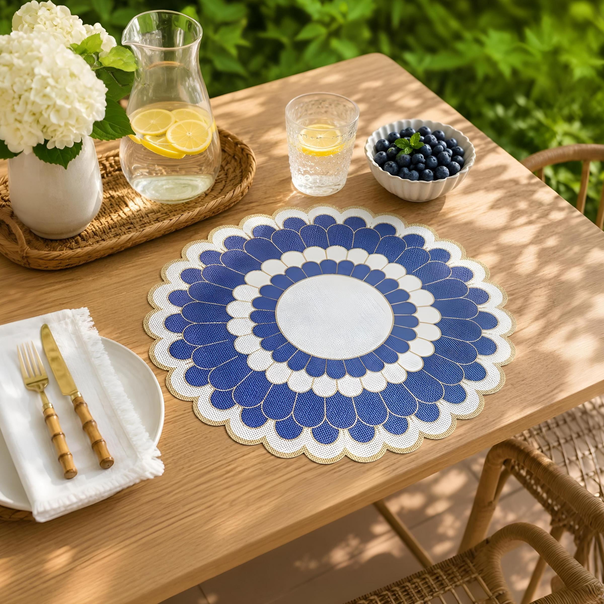 Dainty Home Set of 6 Placemats | Elegant and Durable | 15x15 in Round Woven Non-Slip Washable Place Mats | Tear-Resistant Heat | Resistant Placemats