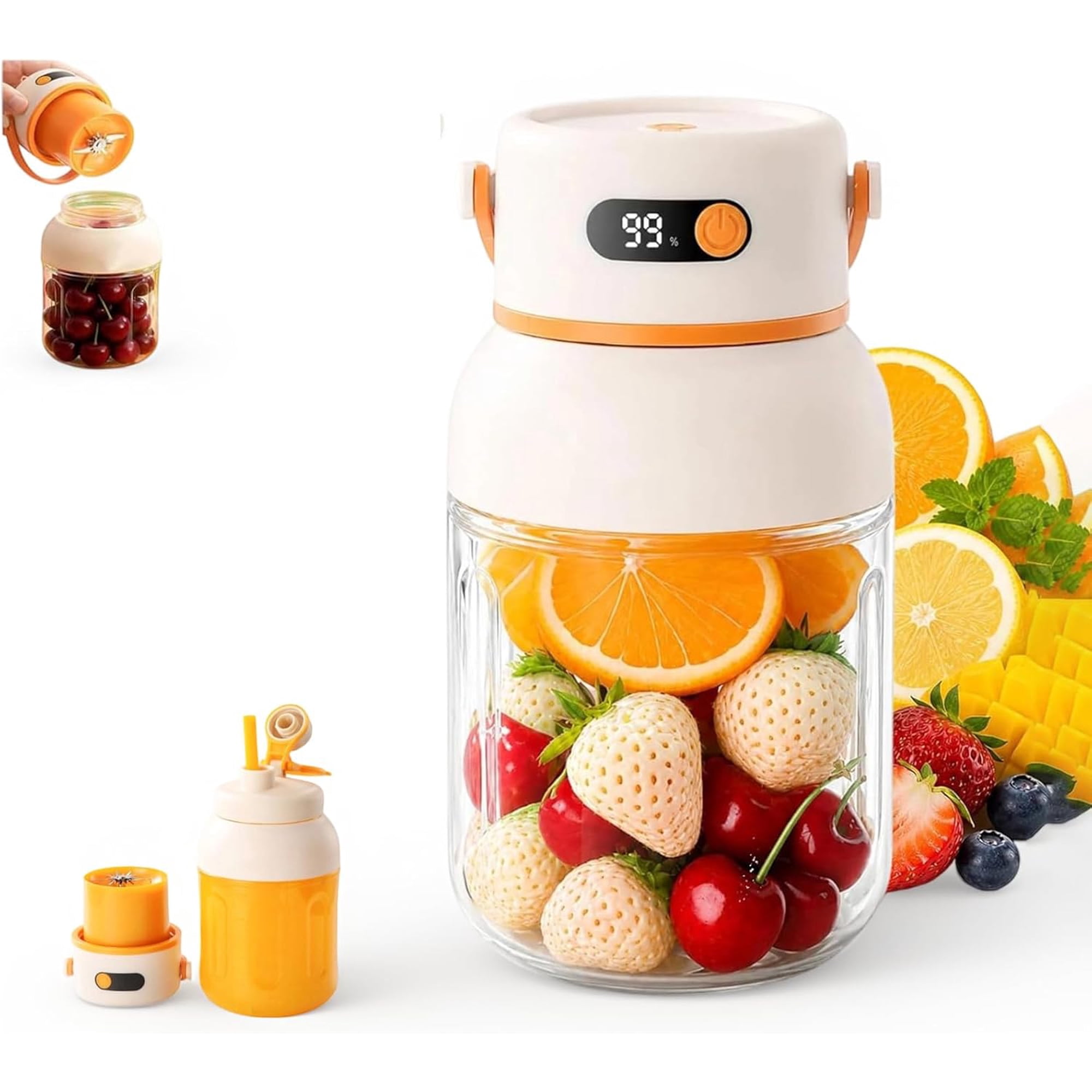 Portable Wireless Juicer Cup – 800/1000/1200ml Electric Personal Blender for Smoothies, Shakes & Ice, Dual Lid & 36‑Blade, Home Travel Gym Office