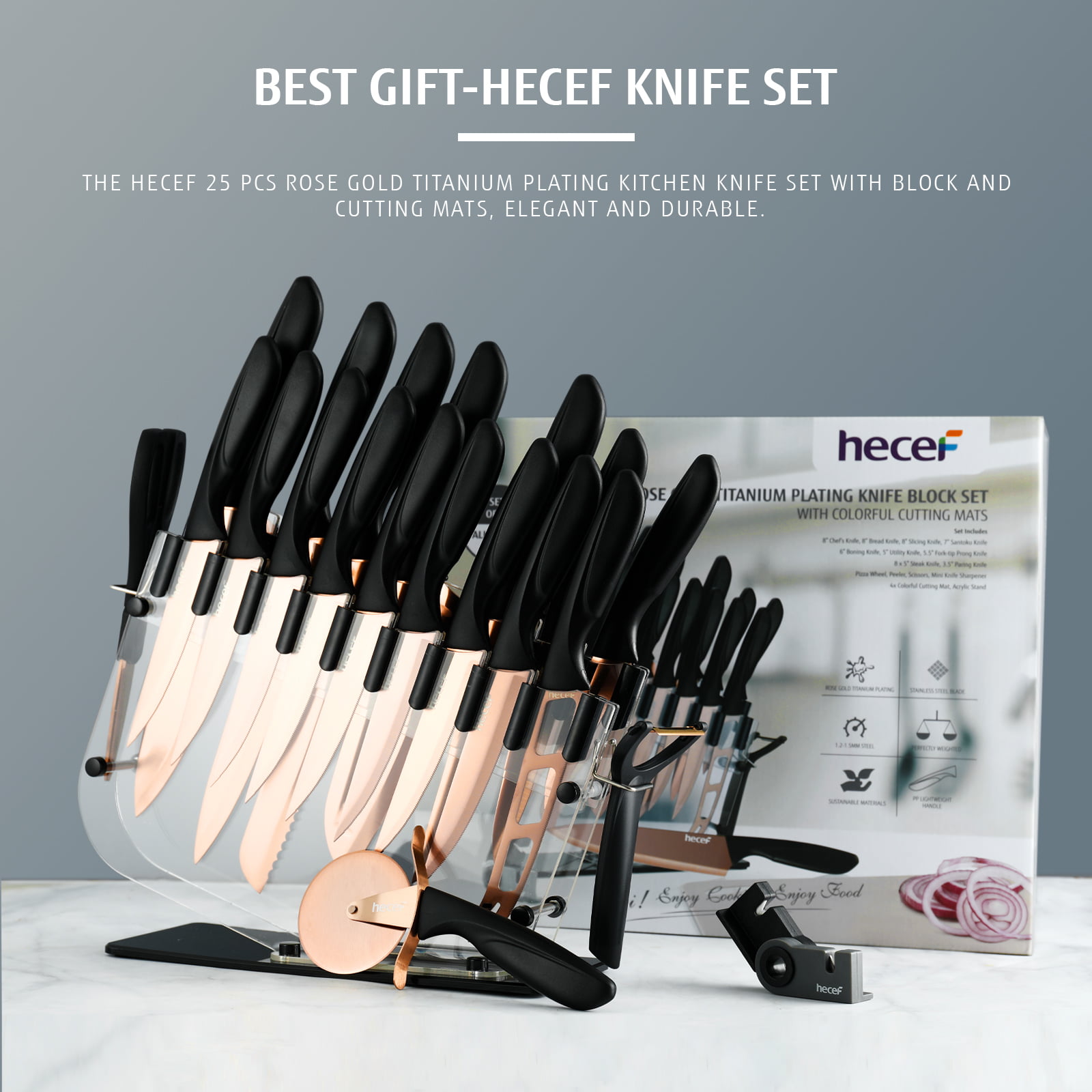 Strawkitty  Vtuber ITA on X: I just received a contribution towards hecef  Kitchen Knife Set with Block, 5-Piece Non-Stick Stainless Steel Knives Set  with Detachable Block and Scissors, Sharp Knives with