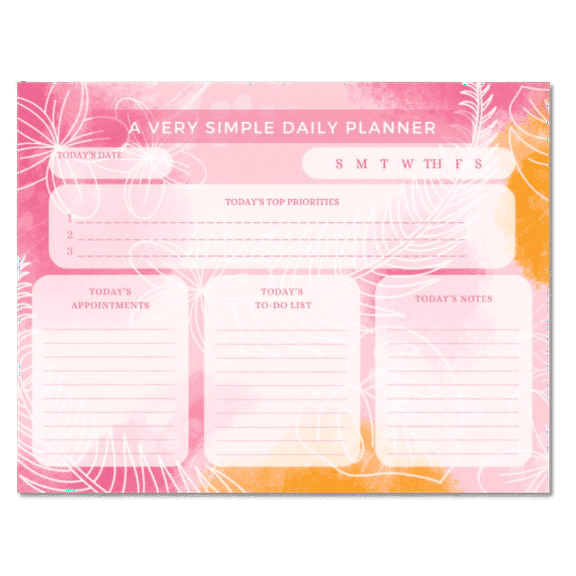 A Very Simple Daily 8.5 x 11 in Planners & Appointment Book