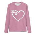 thumbnail image 4 of Womens Pullover Shirts Love Printed Trendy Fall Casual Loose Fitting Long Sleeve Round Neck Basic T-Shirt Tops,Pink,2XL, 4 of 5