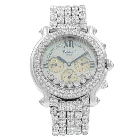 Chopard Happy Diamonds Watches - Pre-Owned Chopard Happy Sport MOP Roman Dial 38mm White Gold Diamonds Quartz Ladies Watch