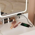 thumbnail image 5 of VEANERWOOD Vanity Table Set with LED Lighted Mirror Makeup Vanity Table with 6 Drawers and Hidden Shelves,White, 5 of 8