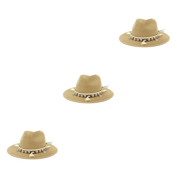 Jumpingount Sombrero de vaquero de paja para mujer, gorras de playa ajustables, Protector de sombrilla Natural, protección solar a la moda, Type1 NO1