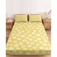 thumbnail image 2 of Cal.King Size Fitted Sheet Set - Yellow Flowers 3 Piece Bedding Sets 16" Deep Pocket Fitted Sheet with 2 Pillowcases, Country Botanical Blossom Floral Plants Brushed Microfiber Hotel Bed Sheets, 2 of 9