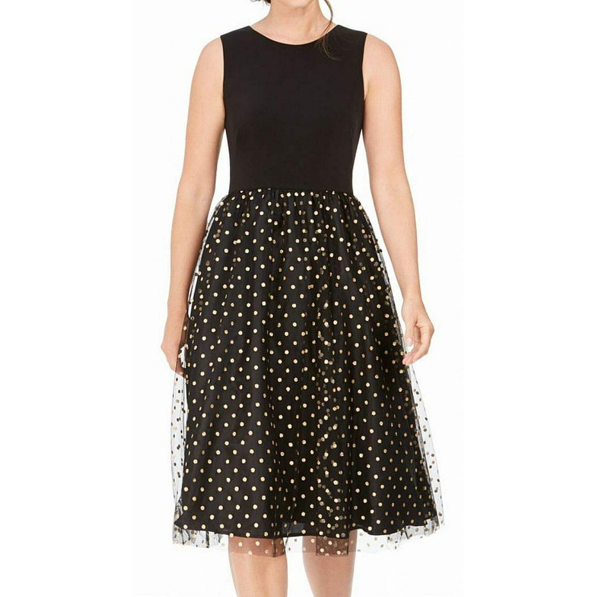 Calvin Klein Women's Sleeveless Midi with Tulle Skirt, Black/Black/Gold, 2  | Walmart Canada
