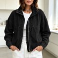 thumbnail image 5 of Uaswgudfs Women's Denim Bomber Jacket Stand Collar Zip Up Pocket Elastic Hem Casual Outerwear, 5 of 9