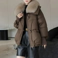 thumbnail image 6 of Niaviben Cropped Puffer Jacket Women's Thickened Down Jacket Long Puffer Coat Women Winter Jacket Women Winter Jackets Puffy Jackets for Women Coffee M, 6 of 9