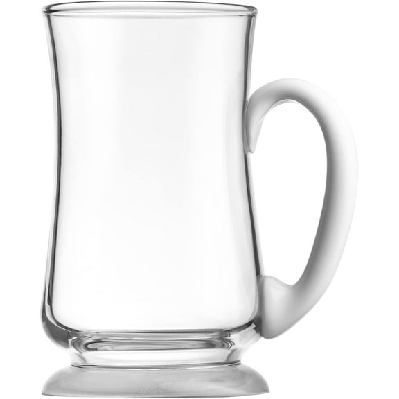 Barski - European Quality - Handmade Glass - Large Clear Beer Mug/Tankard - with Opal (White) Handle and Frosted Base - 20 oz. - Made in Europe