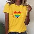 thumbnail image 1 of Qiopertar Haut à Manches Courtes Col Rond Imprimé en Forme de Cœur Coloré pour Femmes Grandes Économies de Vacances! Liquidation à Moins de 5$ Livraison Gratuite, 1 of 8