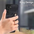 thumbnail image 4 of Wallet Case for Samsung S21 Plus,Ring Holder Kickstand Retro Premium Leather Credit Card Holder [ RFID Blocking ] Case with Wrist Strap Back Magnetic Clasp Flip for Samsung Galaxy S21 Plus,Black, 4 of 15