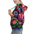 thumbnail image 2 of Kdxio Colorful Floral Embroidery Mexican Print Womens Oversized Hoodies Sweatshirts Hooded Pullover Tops Sweaters Casual-XX-Large, 2 of 7