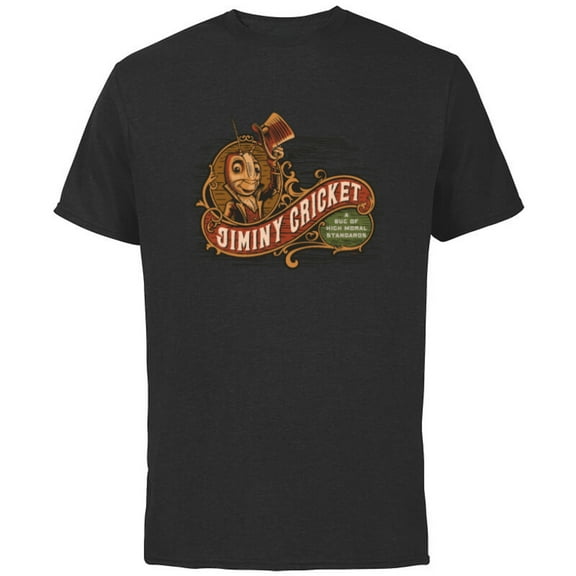 Disney Pinocchio Jiminy Cricket High Moral Standards - Short Sleeve Cotton T-Shirt for Adults - Customized-Black