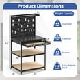 thumbnail image 3 of Gymax 32'' x 16'' Workbench w/ Pegboard 20PCS Tool Hooks Drawer & Open Shelves Black, 3 of 10