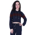 thumbnail image 3 of Moomaya Color Block Crop Hoodie Drawstring Pullover Casual Sports Jacket For Women-17, 3 of 7