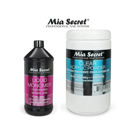 Mia Secret Liquid Monomer 32 oz and Clear Powder 1.5 lb