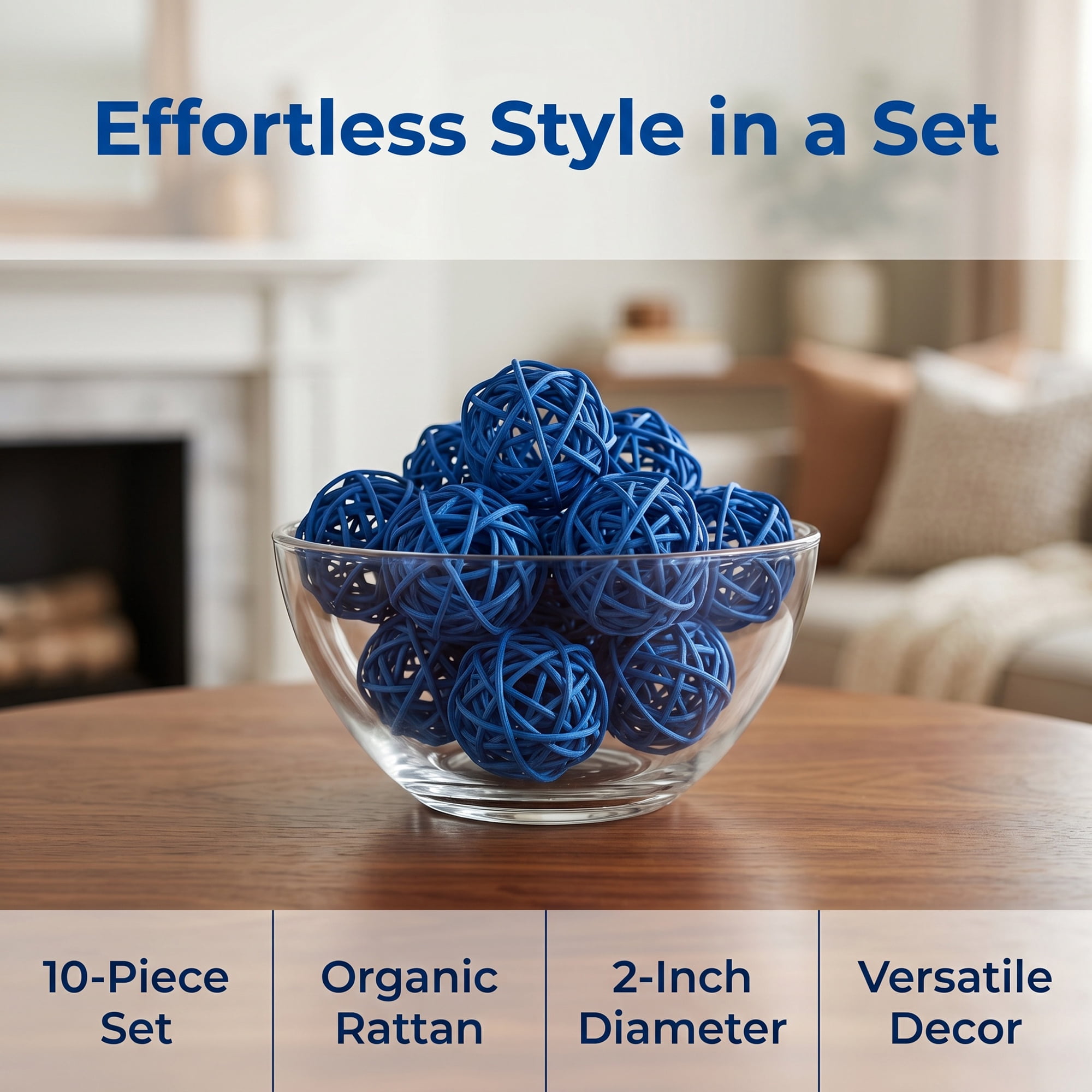 Unique Bargains 10Pcs Rattan Balls for Lights Wicker Spheres Orbs Blue 2"x2"x2"