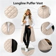 thumbnail image 5 of Sevevn Women's Stand‑Collar Quilted Long Puffer Vest Zip‑Up Maxi‑Length Sleeveless Gilet with Pockets Fall Winter Outerwear Khaki M, 5 of 9
