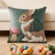 thumbnail image 1 of CaiYueKe Easter Rabbit Floral Pillow Cover - Sofa Cushion Case Home Decor Throw Pillow for Living Room Couch Bedroom Outdoor Indoor Decorative Accent Spring Holiday Farmhouse Decor, 1 of 8