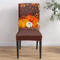 thumbnail image 4 of Dining Chair Slipcover, Happy Fall Y''all Pumpkin Maple Leaves Wooden Thanksgiving Stretch Kitchen Chair Covers Removable Parsons Chair Protector Covers for Dining Room Banquet Party, Set of 4, 4 of 6