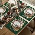 thumbnail image 5 of mubwai Christmas Placemats 12x18 Inch Set of 4, Xmas Trees Snowflakes Winter Seasonal Holiday Farmhouse Kitchen Dining Table Decoration for Indoor Outdoor Dinner Party Décor (Green) GP127-18, 5 of 7