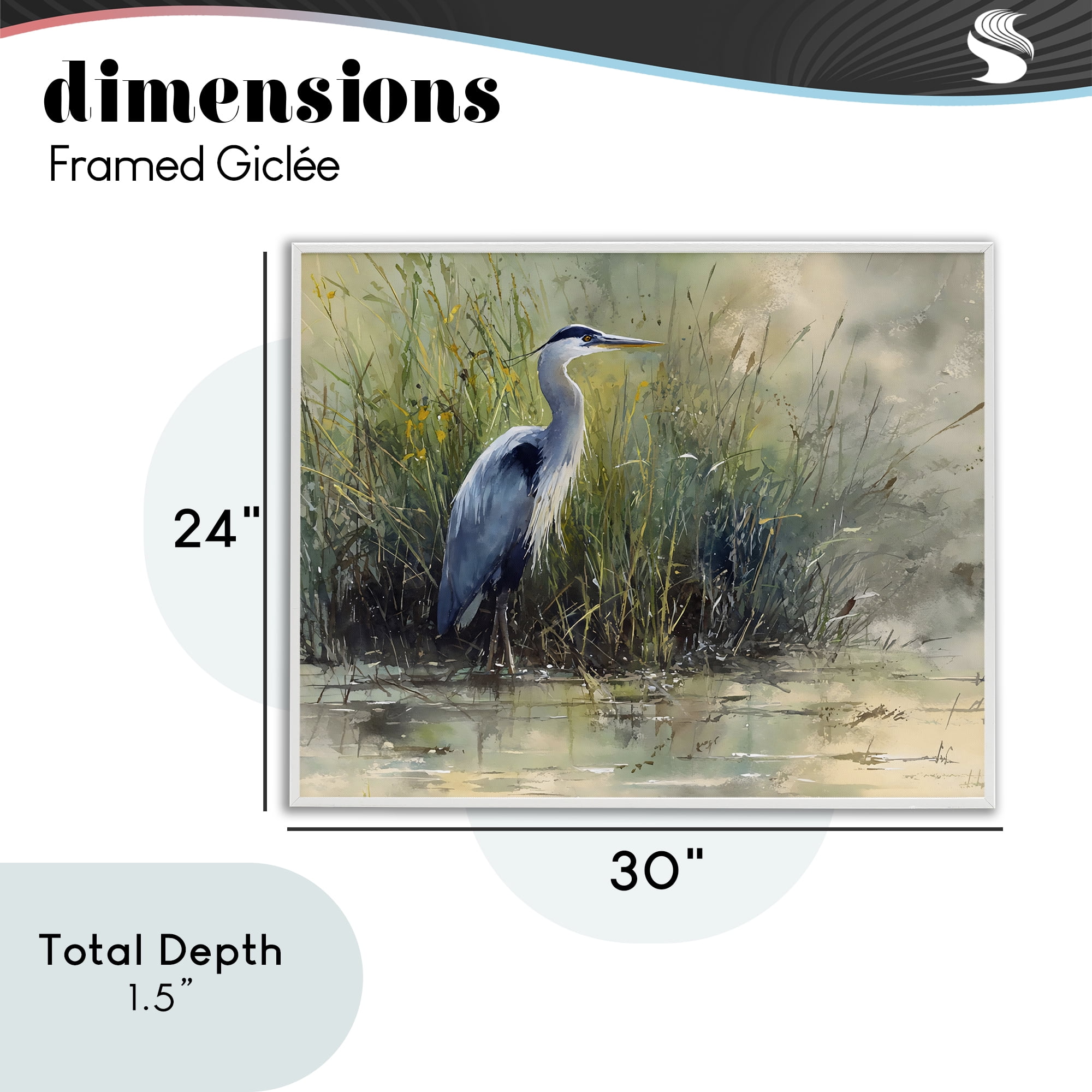 Stupell Industries Heron In The Grass White Framed Giclee Art, design by Franklyn Gregory