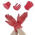 thumbnail image 2 of Unique Bargains 1 Pair Sunblock Mittens Fishing Net Rhinestone Sun Block Driving Gloves for Women Red, 2 of 5