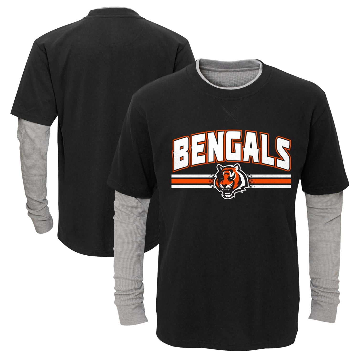 Cincinnati Bengals Youth NFL "Bleachers" L S Faux Layer Thermal Shirt by Outerstuff