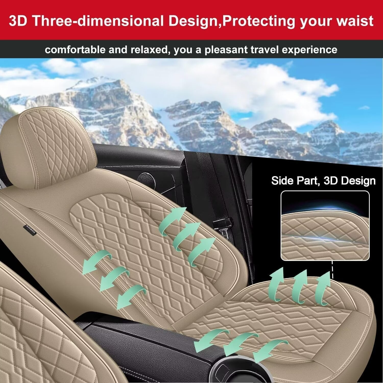 DIKSOAKR Car Seat Covers for Honda HR-V 2016-2024 2025 Leather Seat Covers Full Set 5 Seats Waterproof Automotive Seat Cushion Protectors (2 Row 5 Seat, Beige)