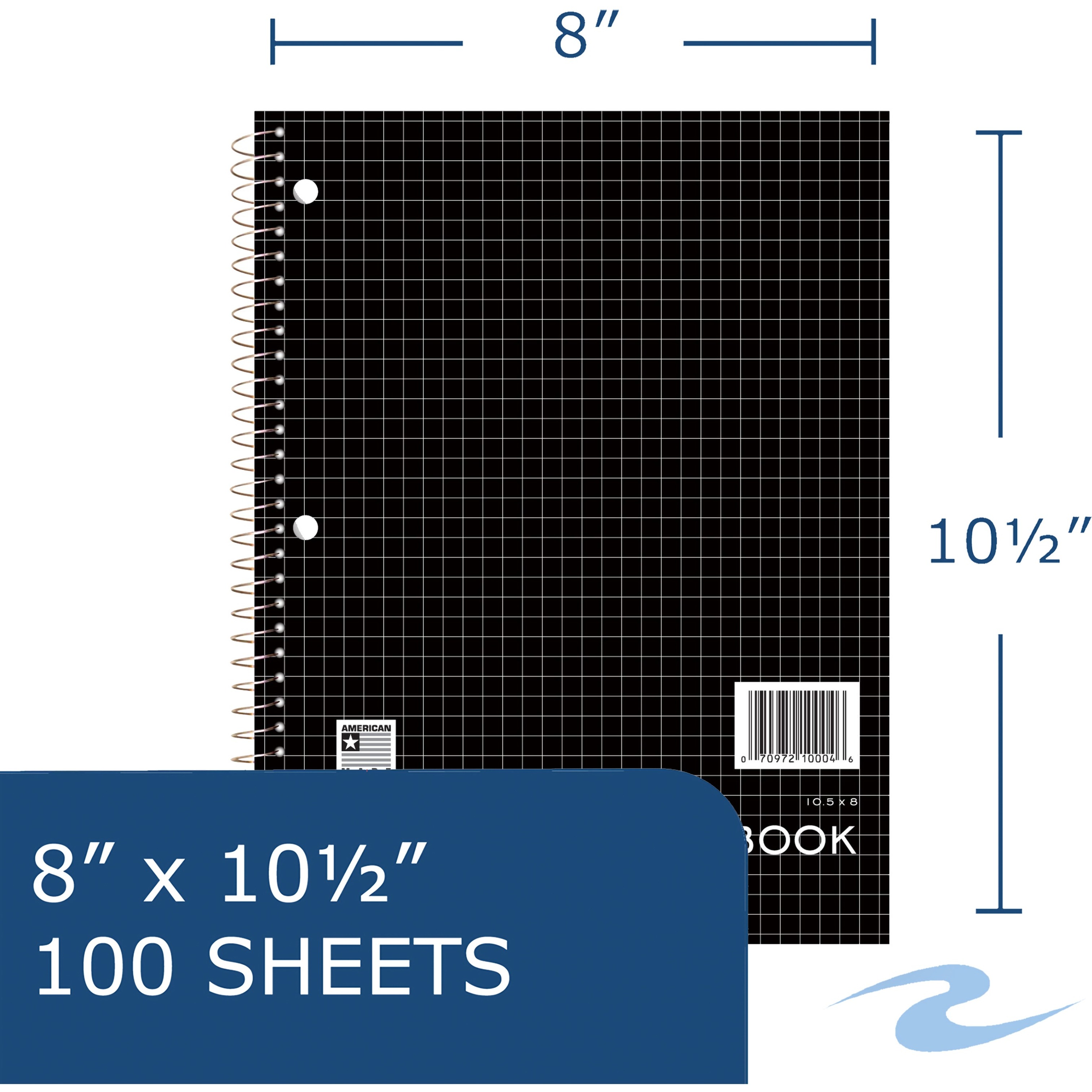 Roaring Spring 4x4 Graph Ruled One Subject Spiral Notebook, 3 Hole Punch, 1 Case (24 Total), 10.5" x 8" 100 Sheets, Assorted Jewel Tones