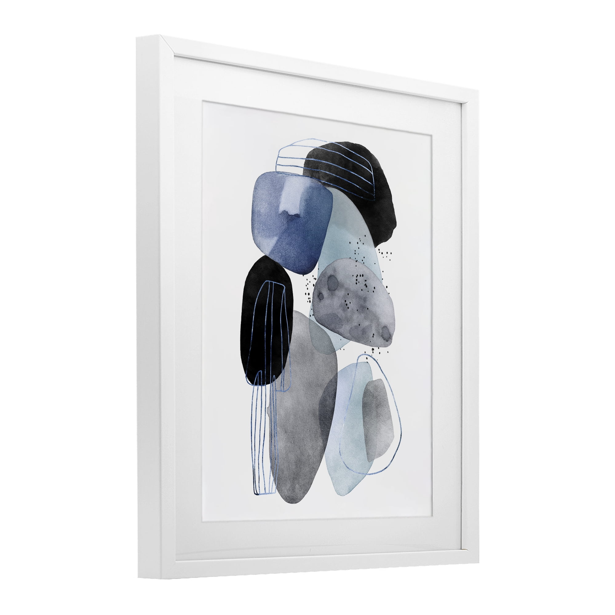 Stupell Industries Pebbles of Frozen Currents White Framed Print Under Glass, design by Svetlana Aleynikova