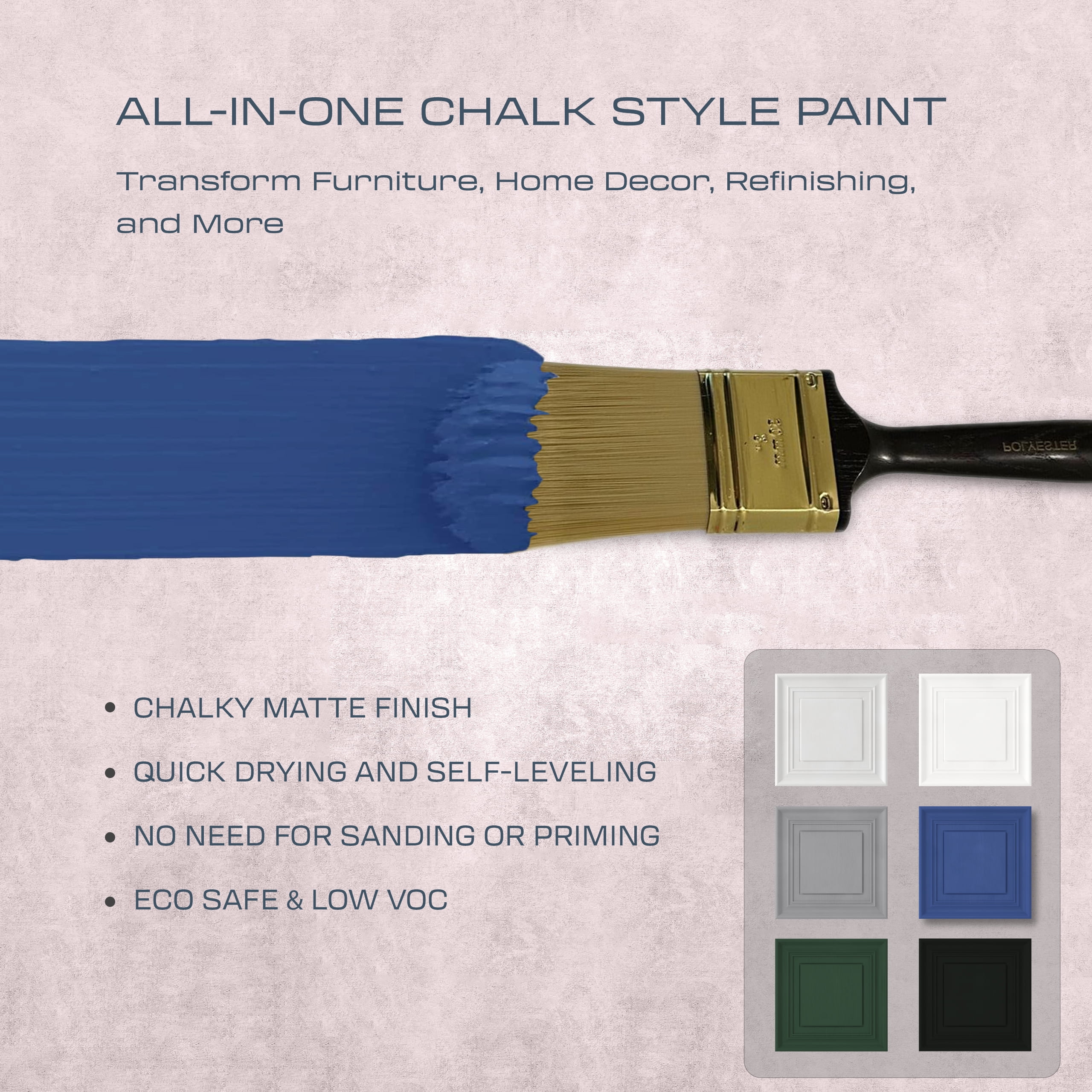 Oslo Home Chalk Style All In One Paint, Fjord Blue, Quart (32oz), Matte, no Sanding or Priming, for Furniture, Home Decor
