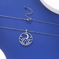 thumbnail image 3 of EUEAVAN Silver Lotus Moon Star Circular Pendant Necklace Stainless Steel Jewelry, 3 of 6