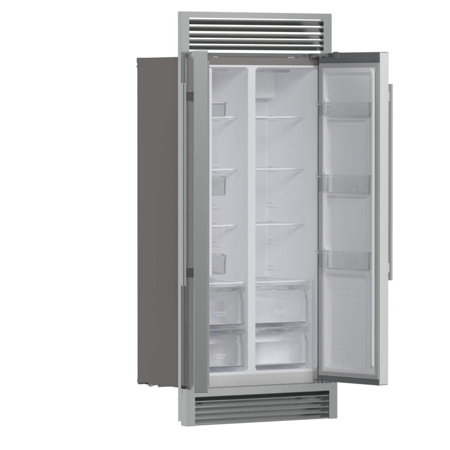 FORNO Salerno 33" Side-by-Side 15.6 Cu.Ft. Stainless Steel Refrigerator with Grill Trim