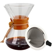 Classic Glass Hand Drip Coffee Maker Pot Chemex Style Pour Over 400ml W/ Filter